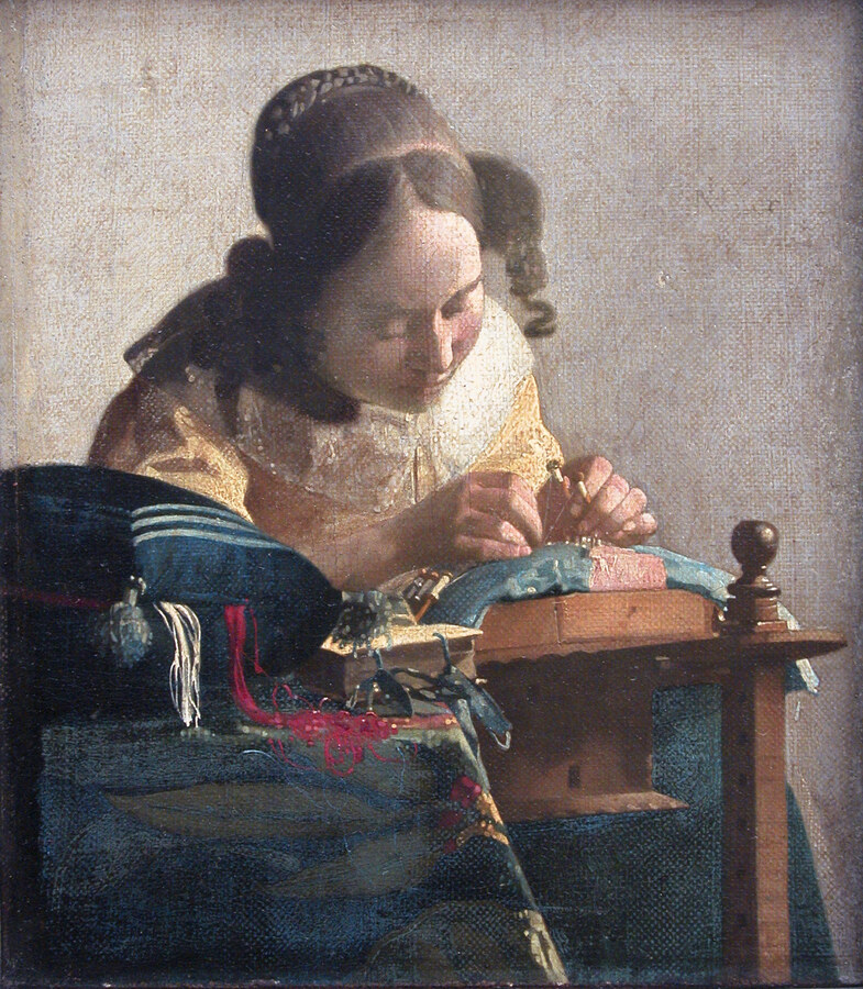 Vermeer, The Lacemaker, about 1669–70, oil on canvas, Louvre