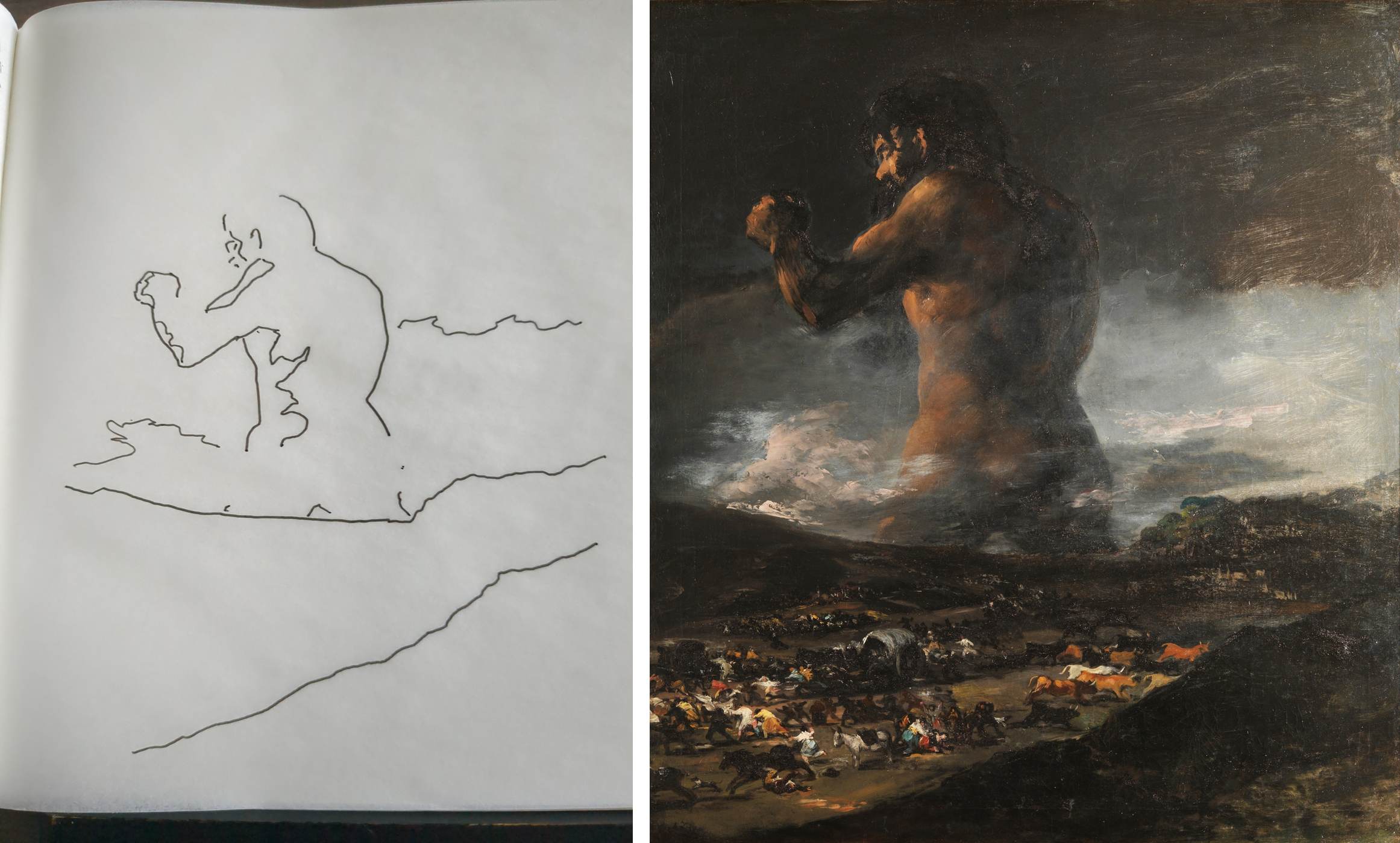 My tracing beside El coloso, attributed to Goya
