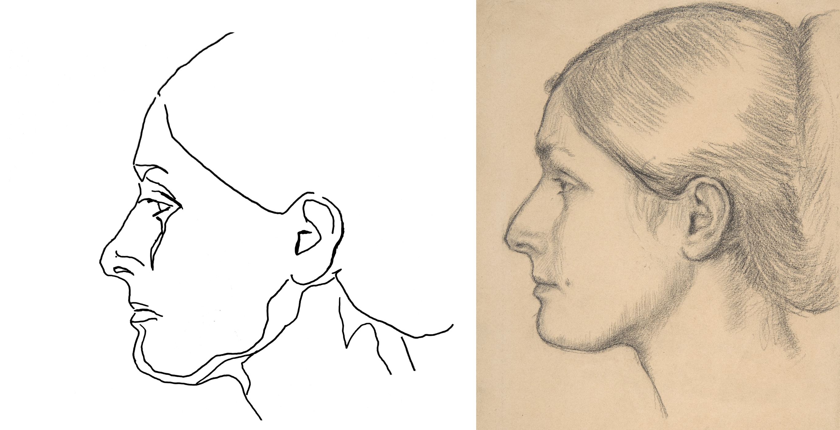 My tracing beside Degas's Portrait of Hortense Valpinçon