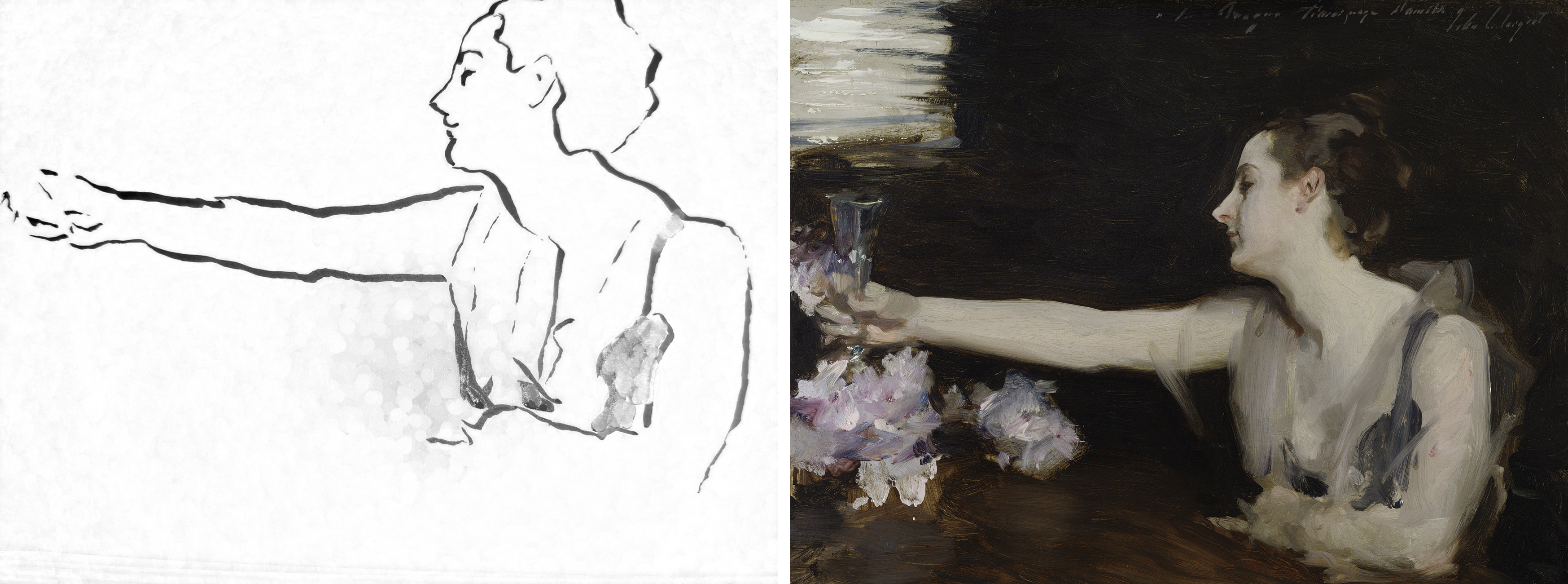 My tracing beside Sargent's Madame Gautreau Drinking a Toast
