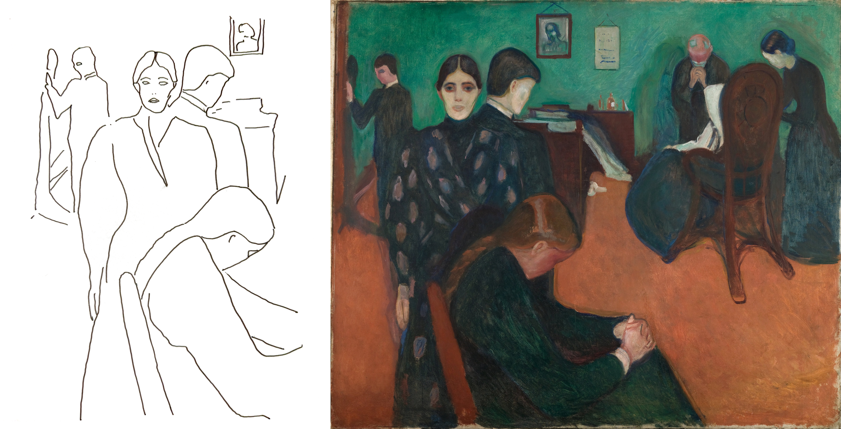 My tracing beside Munch's Døden i sykeværelset