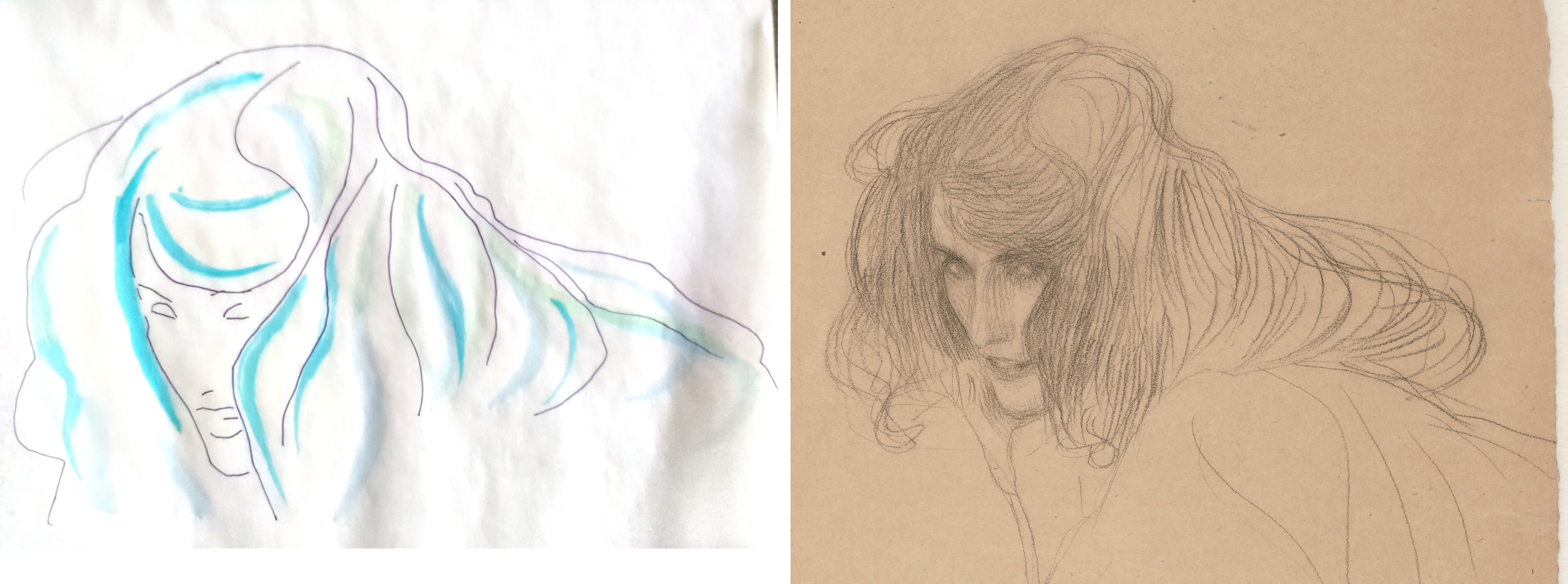 My tracing beside Klimt's Studie für „Wollust“ im Beethovenfries