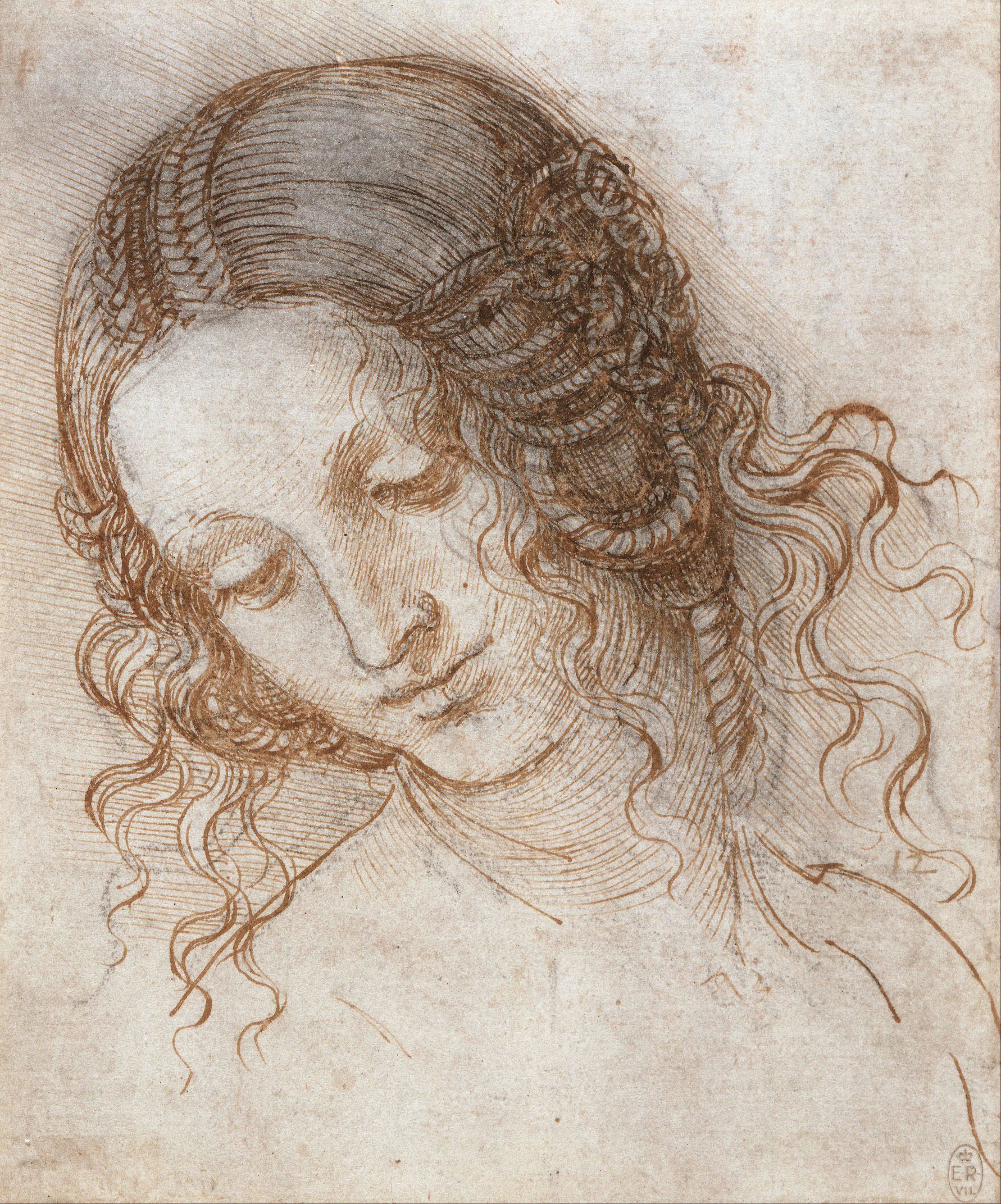 Leonardo's Testa di Leda (RCIN 912518), the fuller sheet
