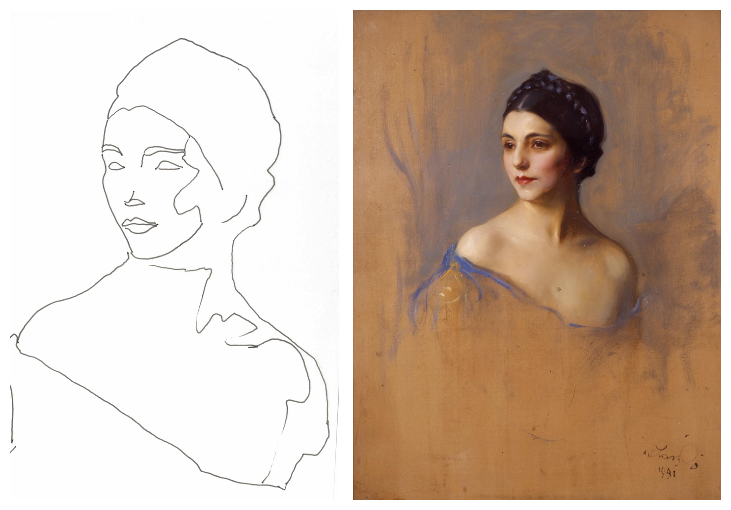 My line beside de László's 1931 study