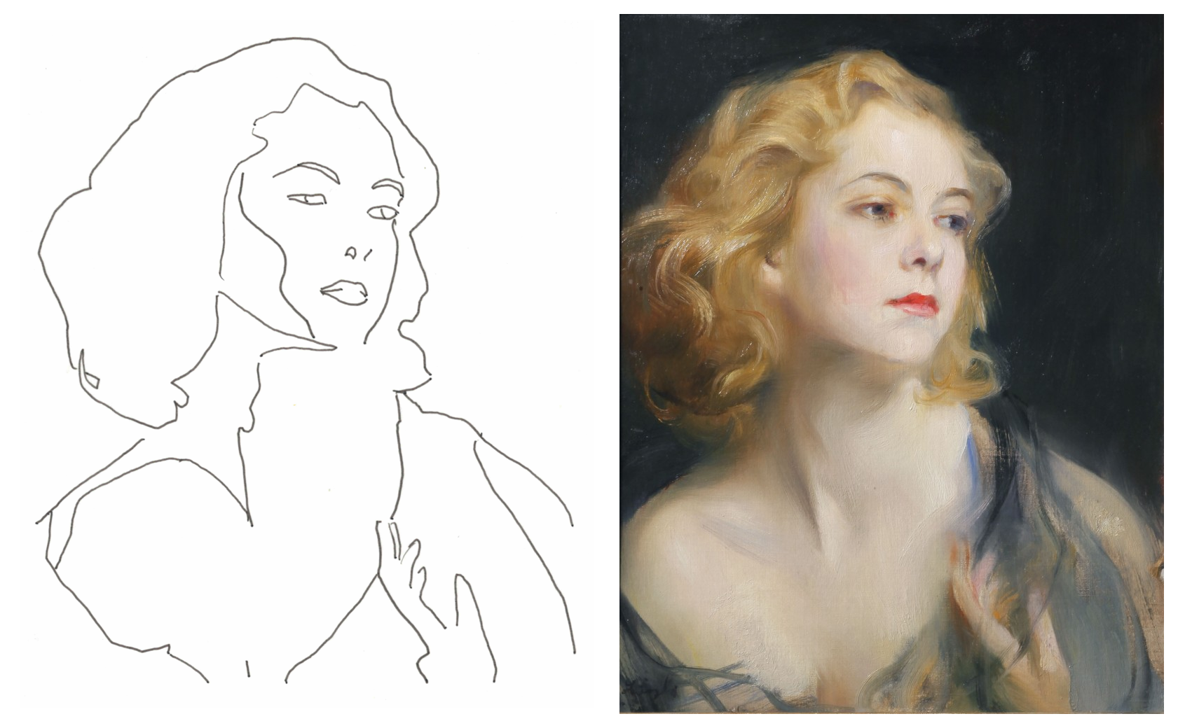 My line beside de László's portrait of Myfanwy Hughes