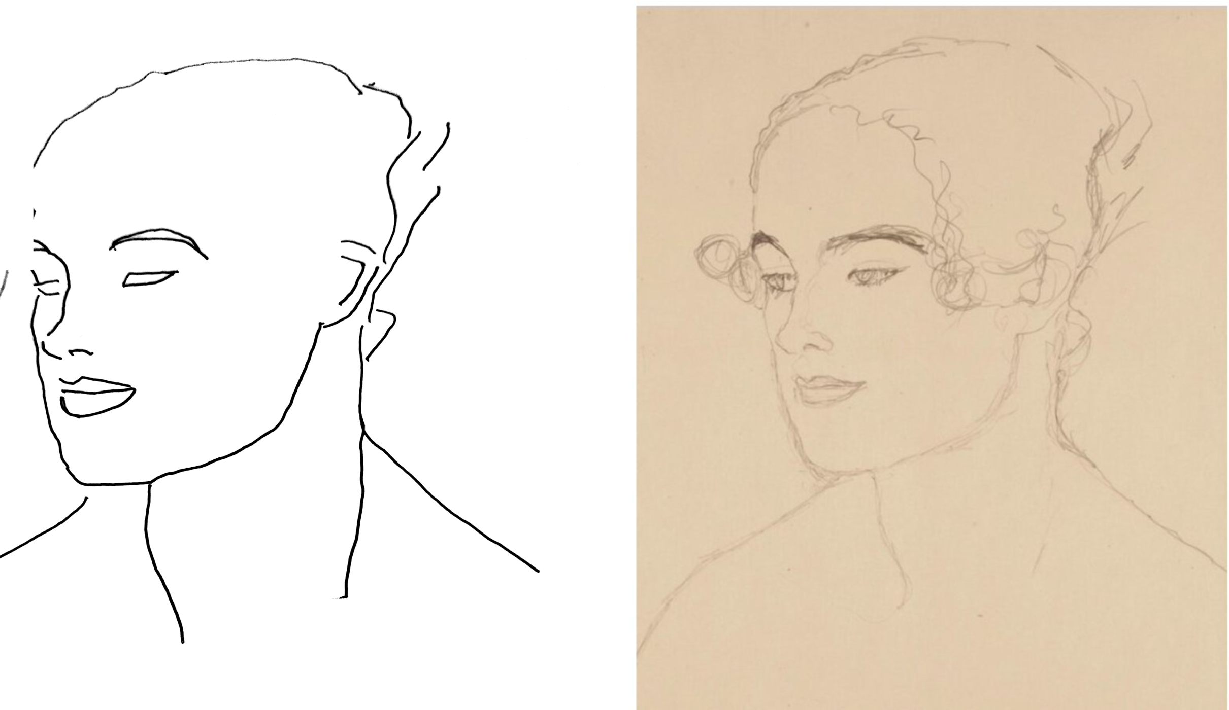 My tracing beside Klimt's Brustbild nach links