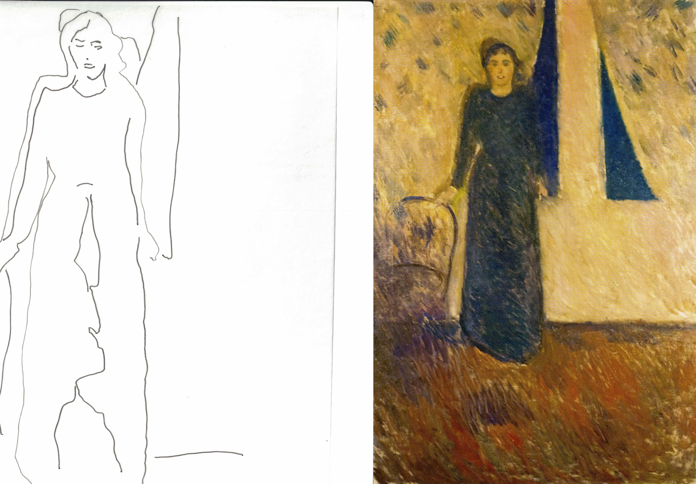 My tracing beside Munch's Alexandra Thaulow