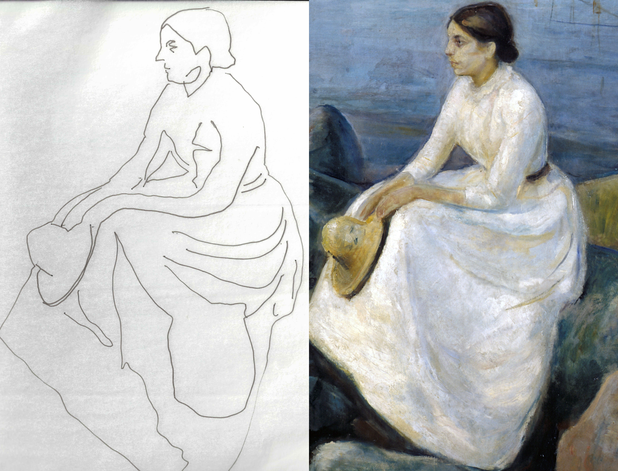 My tracing beside Munch's Inger on the Beach
