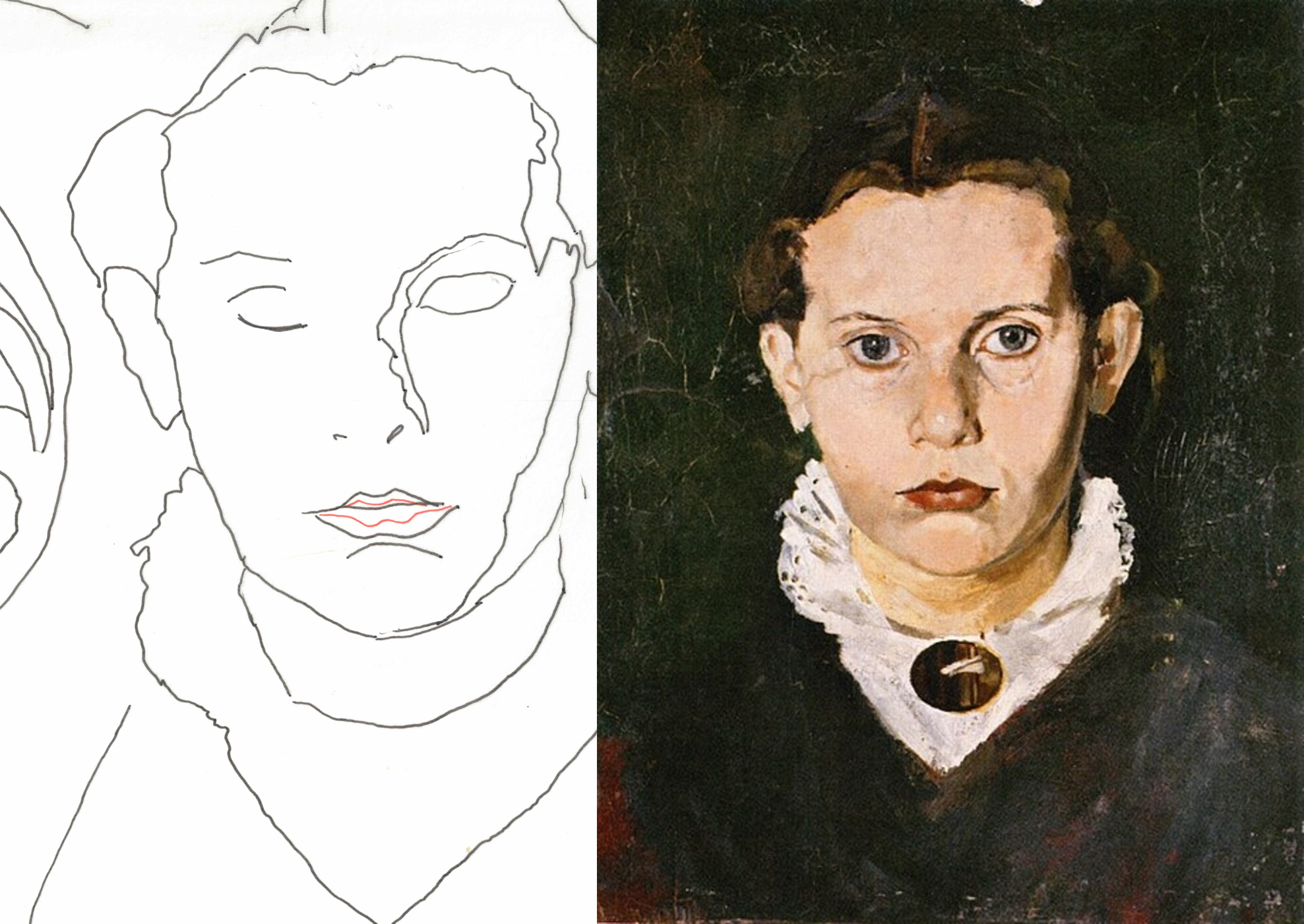 My tracing beside Munch's Laura Munch, straight view