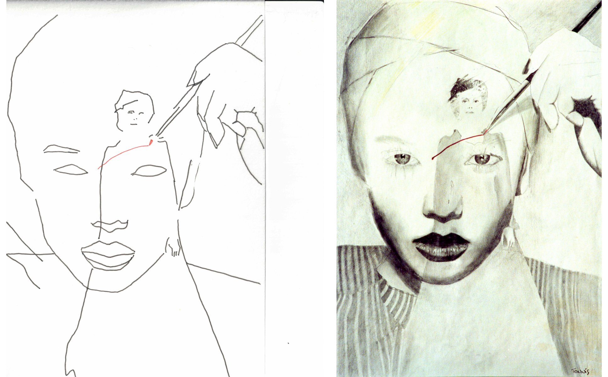 Tracing beside Tonnis's Female Warrior #14 "Extinction," 1981