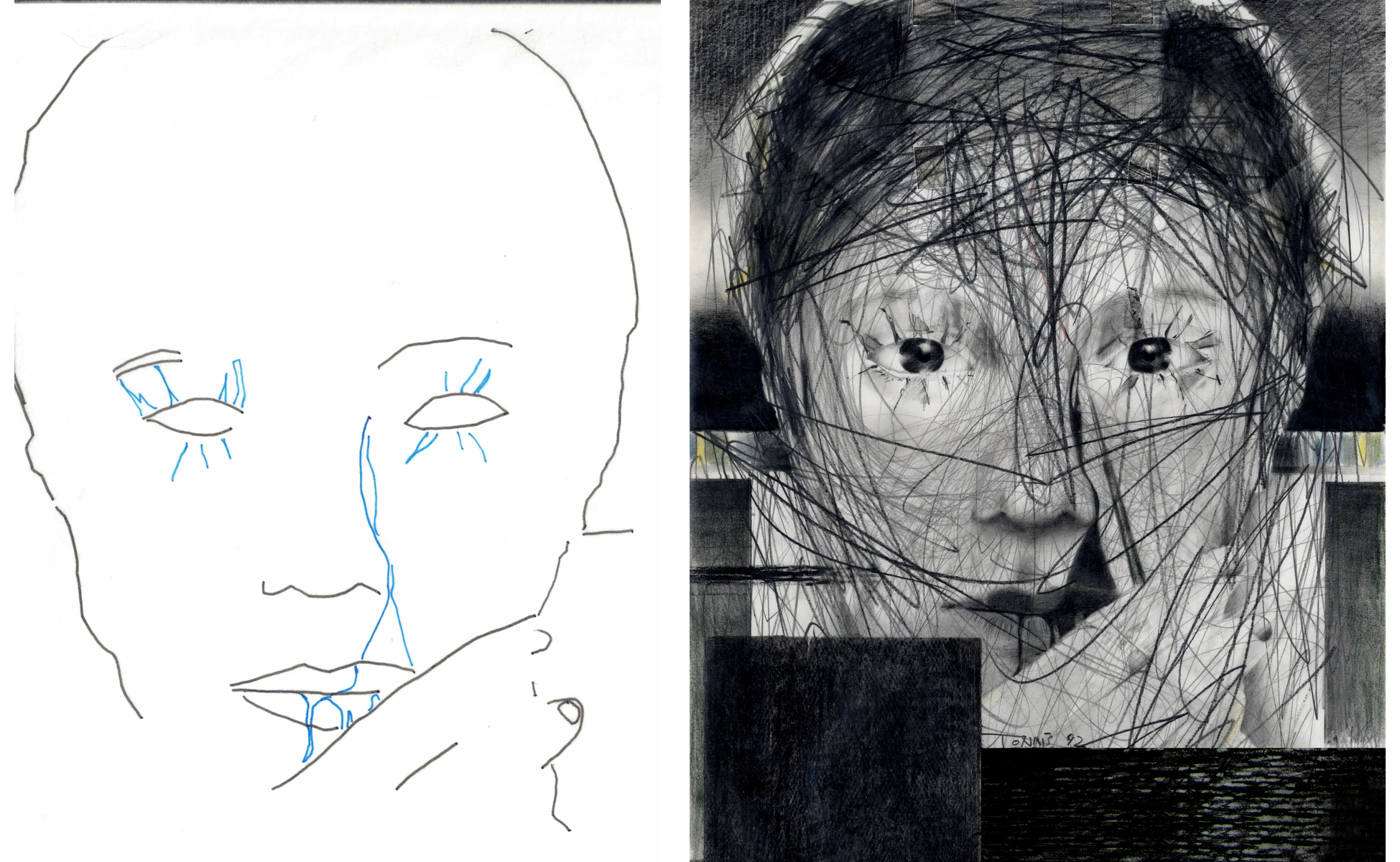 Tracing beside Tonnis's Female Warrior #17 "Cutting Edge of Will," 1992