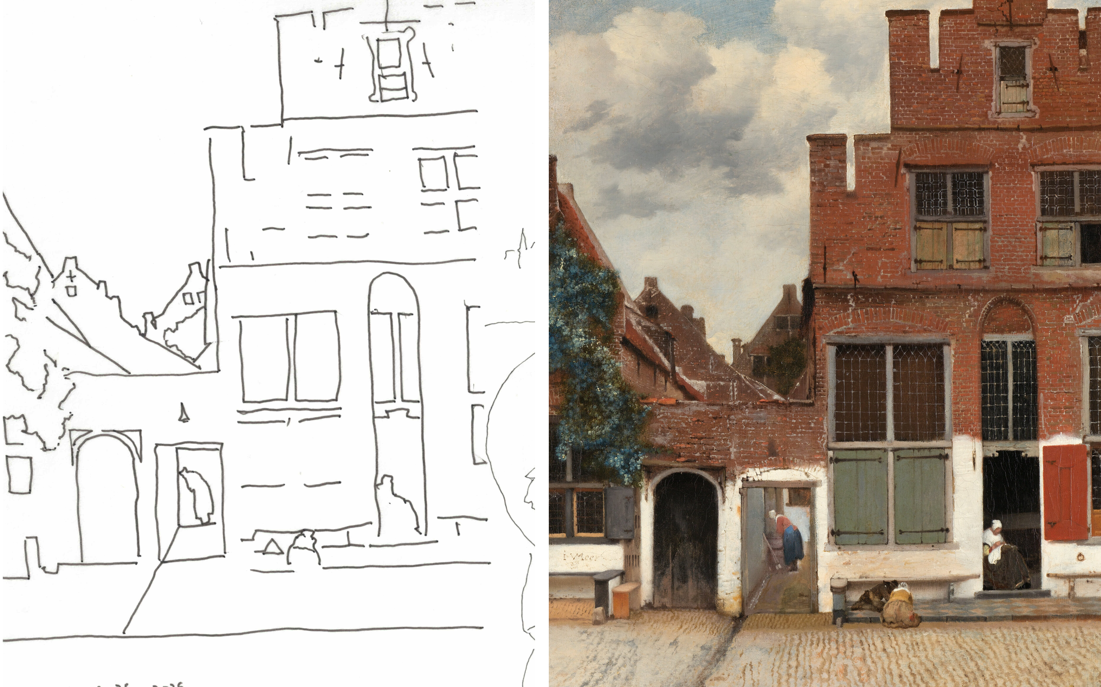 My tracing beside Vermeer's Het Straatje